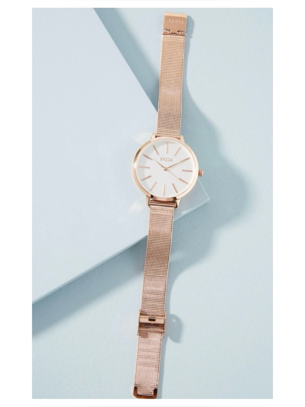 NWOT** Anthropologie BREDA Joule Mesh Watch in Rose Gold  **Needs Battery